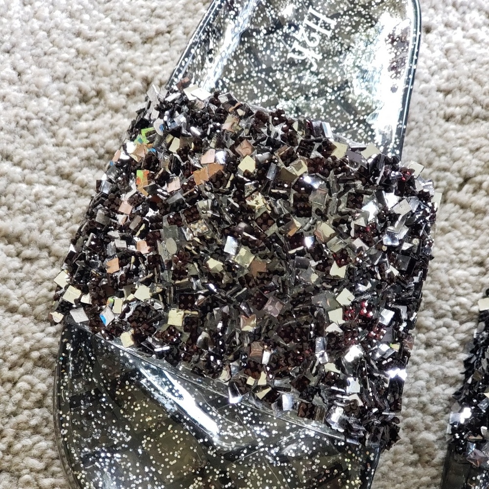 Black/Silver Sparkle Slides - Picture 3 of 5